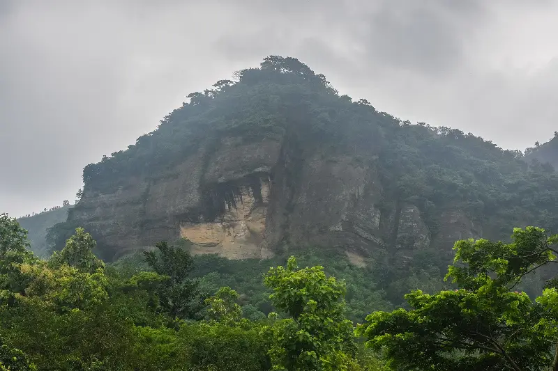 কুয়াশায় ঢাকা চন্দ্রনাথ পাহাড়ের বনঘেরা চূড়া